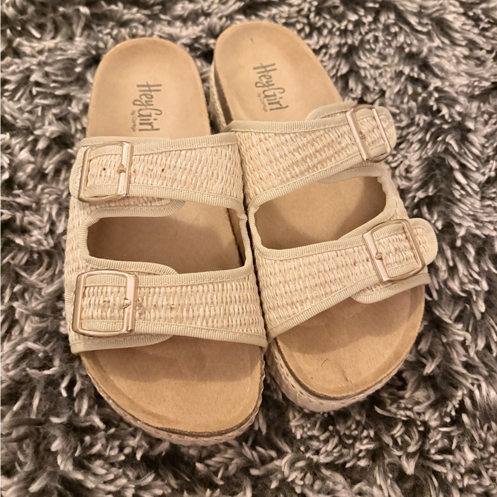 Hey girl by Corkys Cream Woven Sandals